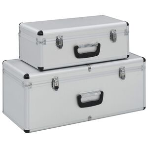 vidaXL Storage Cases 2 pcs Silver Aluminium
