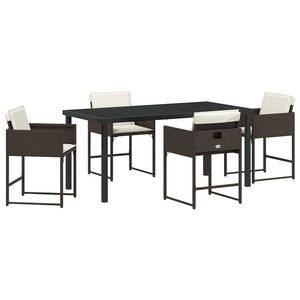 vidaXL Garden Dining Set 5 pcs Brown Poly Rattan