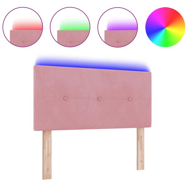 vidaXL LED Headboard with LED Strip Lights Manual Pink 80 cm Polyester