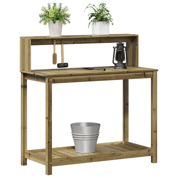 vidaXL Potting Table with Shelves 108x50x109.5 cm Impregnated Wood Pine