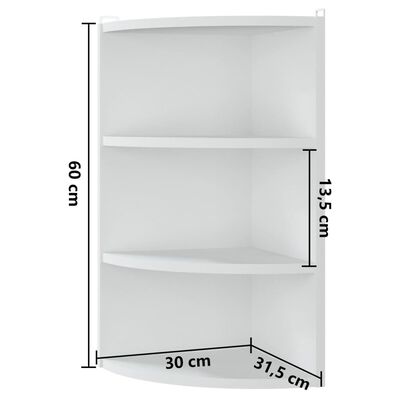 vidaXL Wall Corner Shelf White 30x31.5x60 cm Chipboard