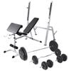 vidaXL Workout Bench with Weight Rack, Barbell and Dumbbell Set 90 kg