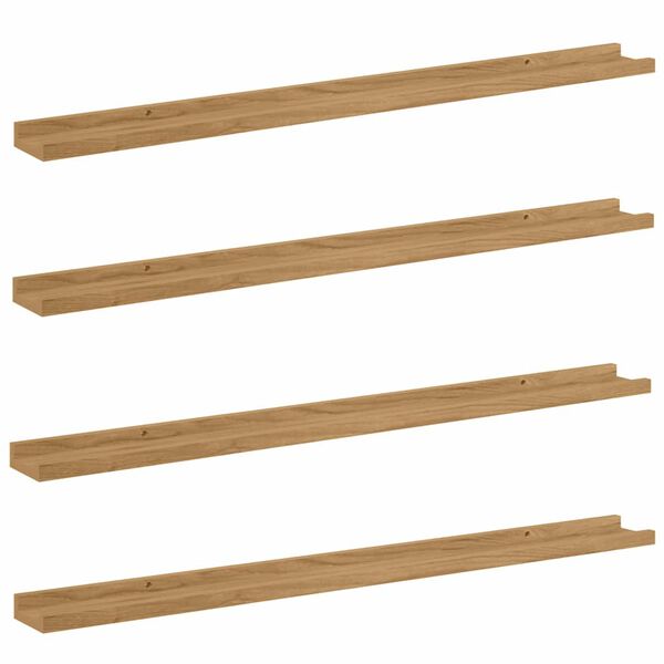 vidaXL Wall Shelf 4 pcs Brown 100 x 9 x 3 cm Engineered Wood