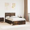 vidaXL Bed Frame Smoked Oak 135 x 190 cm Solid Pine Wood