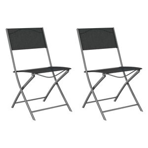 vidaXL Folding Chairs 2 pcs Black Steel and Textilene