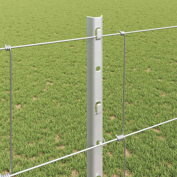 vidaXL Fence with Post Silver 1.2 x 50 m Steel