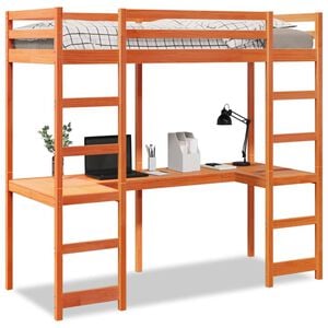 vidaXL Loft Bed Frame without Mattress Wax Brown 80x200 cm Solid Wood Pine