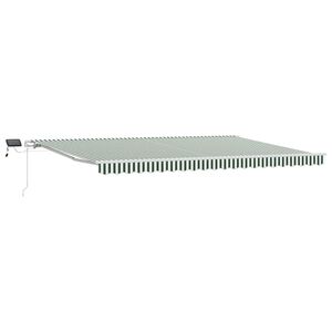 vidaXL Retractable Awning Green and White 500 x 350 cm