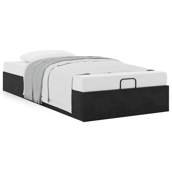 vidaXL Ottoman Bed Frame No Mattress Black Single Velvet