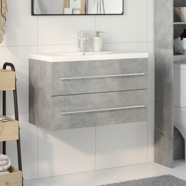 vidaXL 2 Piece Bathroom Furniture Set Concrete Grey Engineered Wood