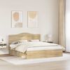 vidaXL Bed Frame with Headboard Sonoma 200 x 200 cm Solid Pine Wood