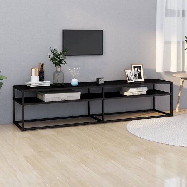 vidaXL TV Cabinet Black 180x40x40.5 cm Tempered Glass