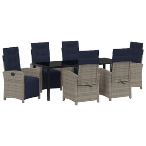 vidaXL Garden Dining Set 7 pcs Grey Poly Rattan