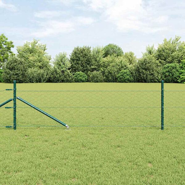 vidaXL Fence Post Green 10 x 0.4 m (50 mm mesh) Steel and PVC