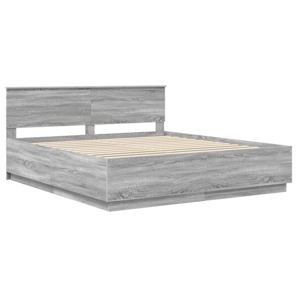 vidaXL Bed Frame Grey Sonoma 180 x 200 cm Engineered Wood