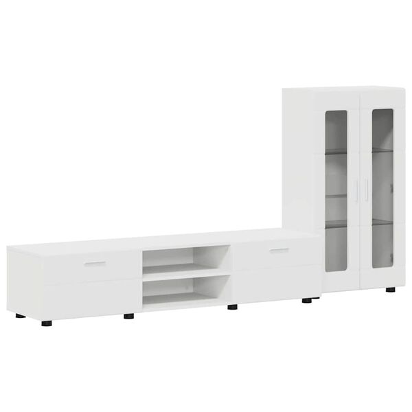 vidaXL TV Cabinet Set with Drawer with Shelf White Engineered Wood