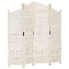 vidaXL Hand carved 4-Panel Room Divider White 160x165 cm Solid Mango Wood