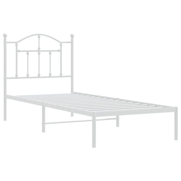 vidaXL Metal Bed Frame without Mattress with Headboard White 90x200cm