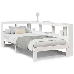 vidaXL Bookcase Bed without Mattress White 90x190 cm Single Solid Wood Pine