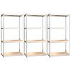 vidaXL 4-Layer Shelves 3 pcs Silver Steel&Engineered Wood