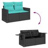 vidaXL 11 Piece Garden Sofa Set with Cushions Black Poly Rattan Acacia
