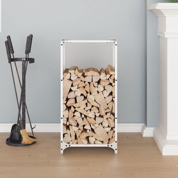 vidaXL Firewood Rack White 40x30x80 cm Cold-rolled steel