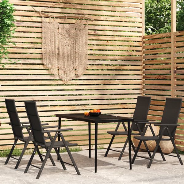 vidaXL 5 Piece Garden Dining Set Black