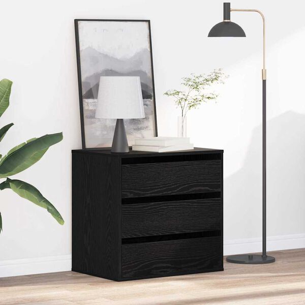 vidaXL Drawer Cabinet Black 60 x 41 x 58 cm Engineered Wood