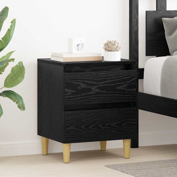 vidaXL Bed Cabinets 2 pcs Black Oak 40 x 35 x 50 cm Engineered Wood