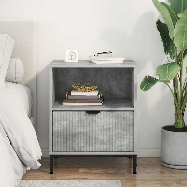 vidaXL Bedside Cabinet Concrete grey 49 x 36 x 61 cm Engineered wood
