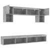 vidaXL 6 Piece TV Wall Units with LED Concrete Grey Engineered Wood