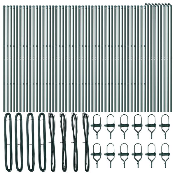 vidaXL Fence Post Other 52 pcs Green 3.2 x 3.2 x 200 cm Steel