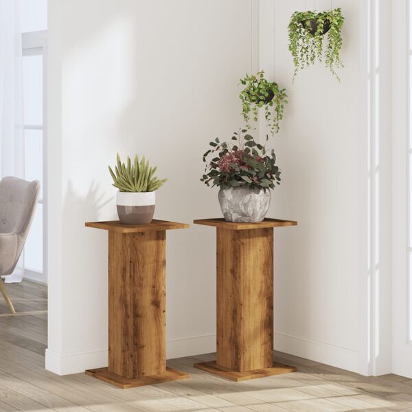 vidaXL Plant Stands 2 pcs Artisian Oak 30x30x60 cm Engineered Wood