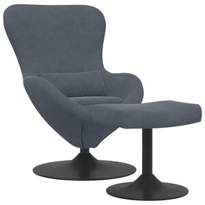 vidaXL Egg Chair with Footstool Dark Grey 63 x 73 x 90 cm Velvet