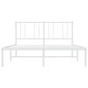 vidaXL Metal Bed Frame without Mattress with Headboard White 150x200cm