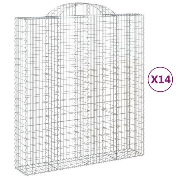 vidaXL Arched Gabion Baskets 14 pcs 200x50x220/240 cm Galvanised Iron