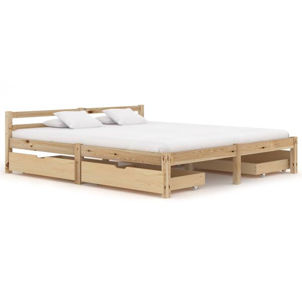 vidaXL Bed Frame without Mattress with 4 Drawers Solid Wood 180x200 cm Super King