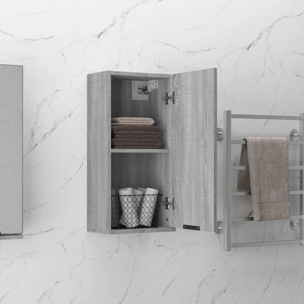 vidaXL Wall-mounted Bathroom Cabinet Grey Sonoma 32x20x67 cm