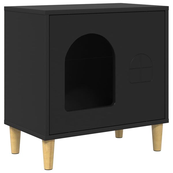 vidaXL Cat House Black 51 x 30 x 52 cm Engineered Wood