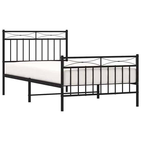 vidaXL Metal Bed Frame without Mattress with Footboard Black 100x190cm