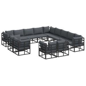 vidaXL Garden Sofa Set 13 pcs Black Aluminium