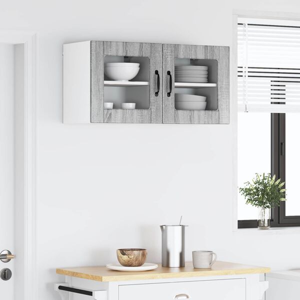 vidaXL Kitchen Cabinet with Shelf 2 pcs Grey Sonoma 40 x 31 x 40 cm