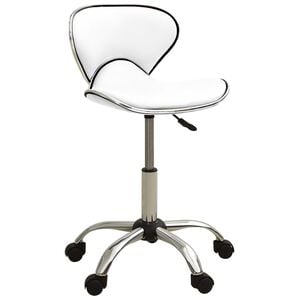 vidaXL Salon Spa Stool | White | Faux Leather | Adjustable | Swivel