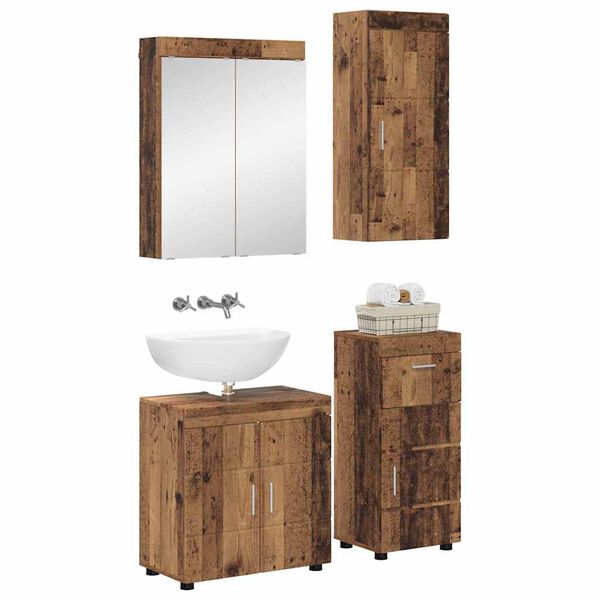 vidaXL Bathroom Furniture Set with Door TULUM Old Wood Engineered Wood