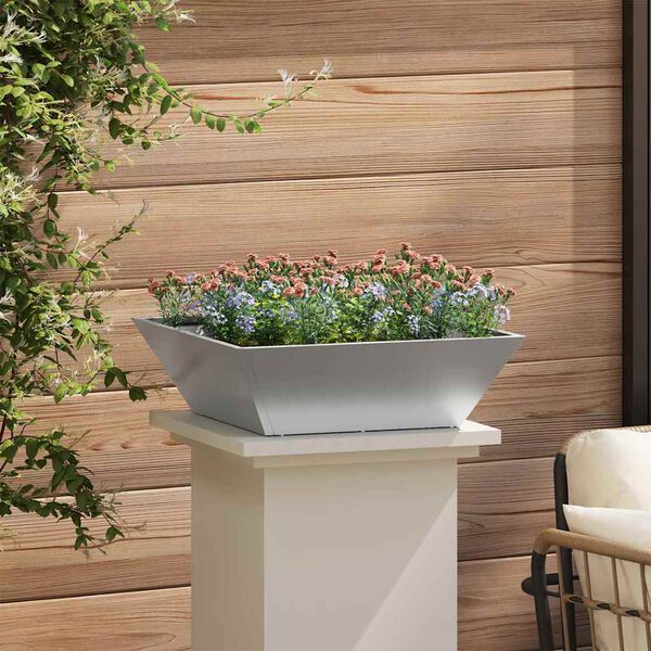 vidaXL Garden Planter Silver 50 x 50 x 15 cm Galvanised Steel