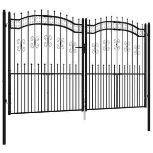 vidaXL Fence Gate KAMPEN with Spear Top Black 302x172 cm Steel