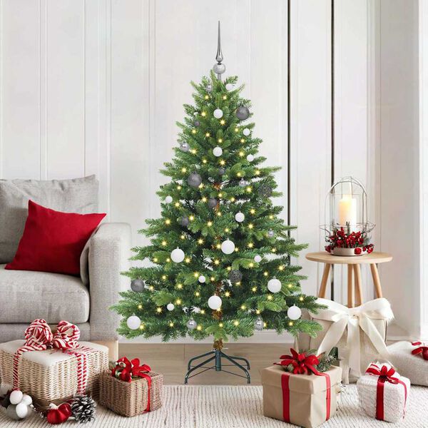 vidaXL Artificial Christmas Tree with 150 LEDs Green 150 cm PE and PVC