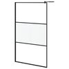 vidaXL Walk-in Shower Wall with Shelf Black 115x195 cm ESG Glass&Aluminium