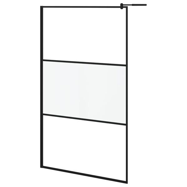 vidaXL Walk-in Shower Wall with Shelf Black 115x195 cm ESG Glass&Aluminium
