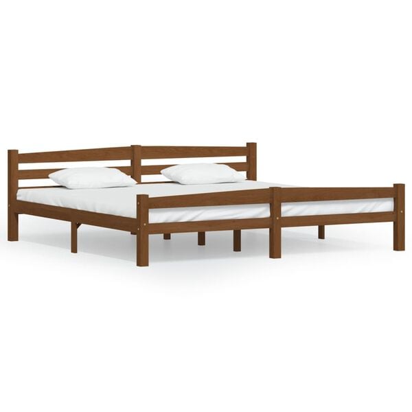 vidaXL Bed Frame without Mattress Honey Brown Solid Pinewood 200x200 cm
